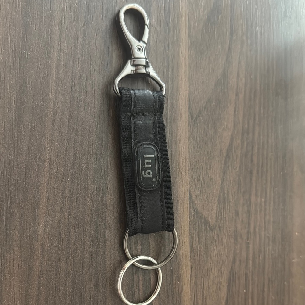 Lug Black Keychain with Silver Accents